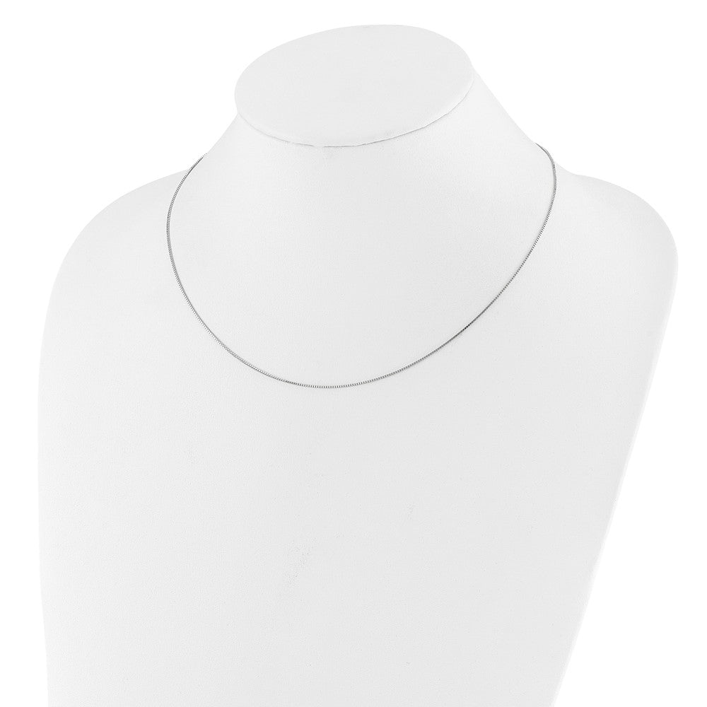 18 Inch 10K White Gold .85mm Box 1In+1In Adjustable Chain Necklace