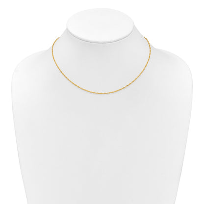 18 Inch 10K Yellow Gold 1.5mm Singapore 1In+1In Adjustable Chain Necklace