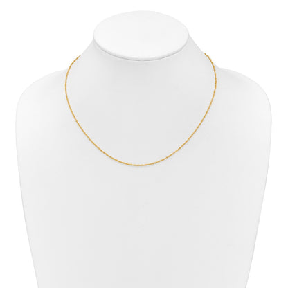 18 Inch 10K Yellow Gold 1.5mm Singapore 1In+1In Adjustable Chain Necklace