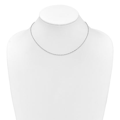 18 Inch 10K White Gold 1.5mm Singapore 1In+1In Adjustable Chain Necklace