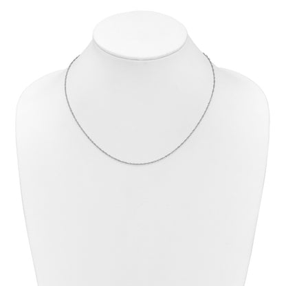 18 Inch 10K White Gold 1.5mm Singapore 1In+1In Adjustable Chain Necklace