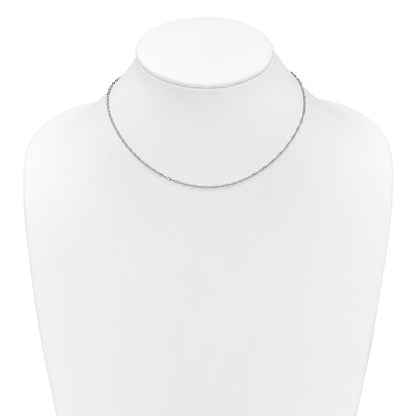 18 Inch 10K White Gold 1.7mm Singapore 1In+1In Adjustable Chain Necklace