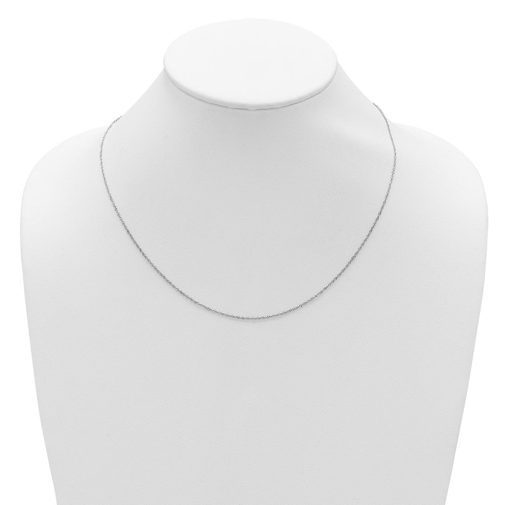 22 Inch 10K White Gold Adjustable 1.1mm Singapore Chain Necklace