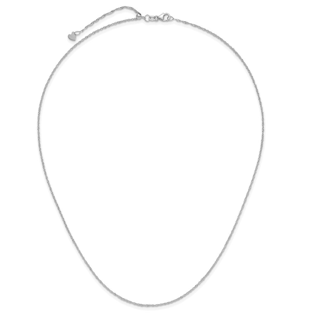22 Inch 10K White Gold Adjustable 1.1mm Singapore Chain Necklace