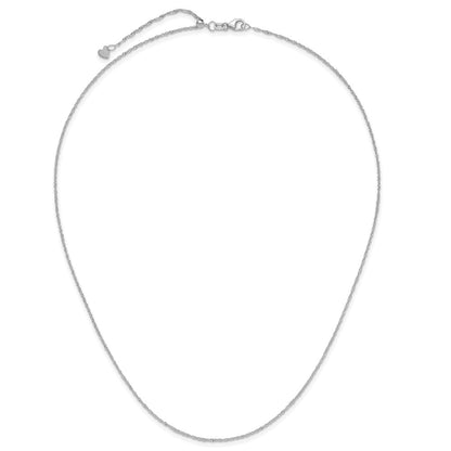22 Inch 10K White Gold Adjustable 1.1mm Singapore Chain Necklace