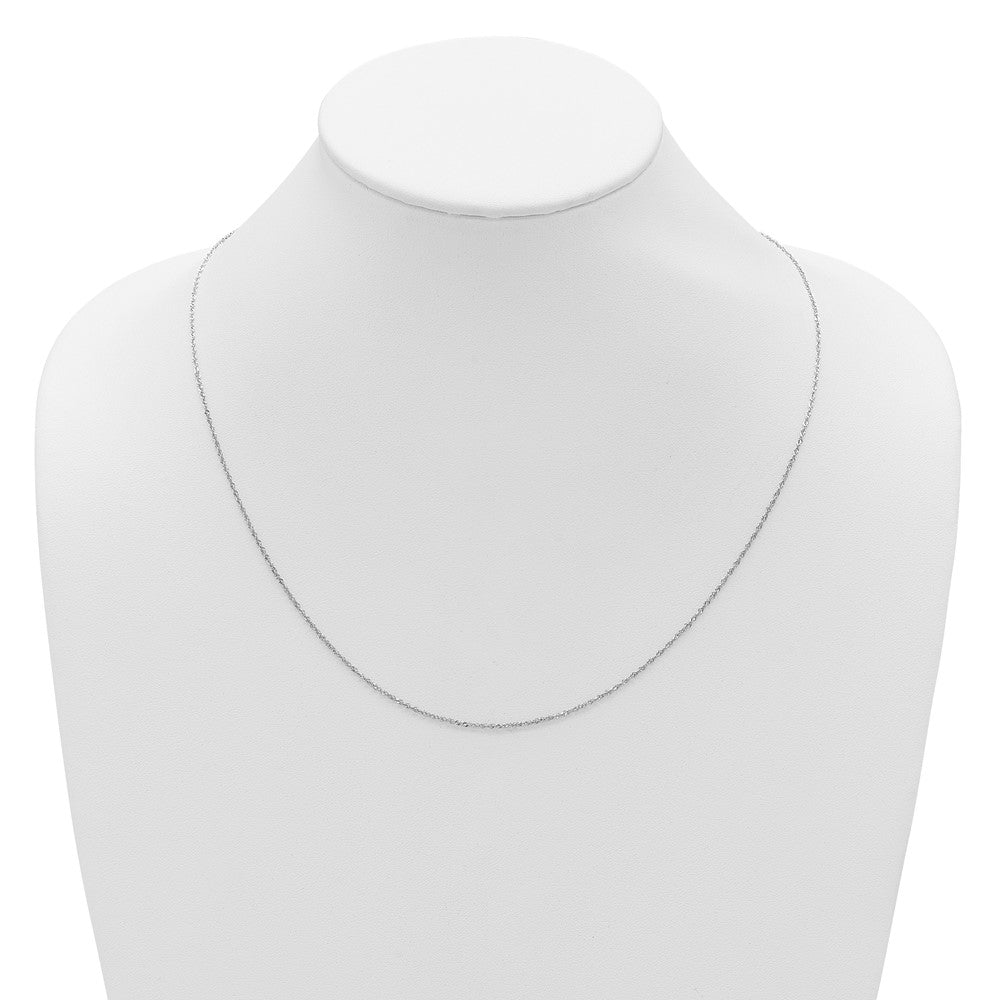 22 Inch 10K White Gold Adjustable 1.1mm Singapore Chain Necklace