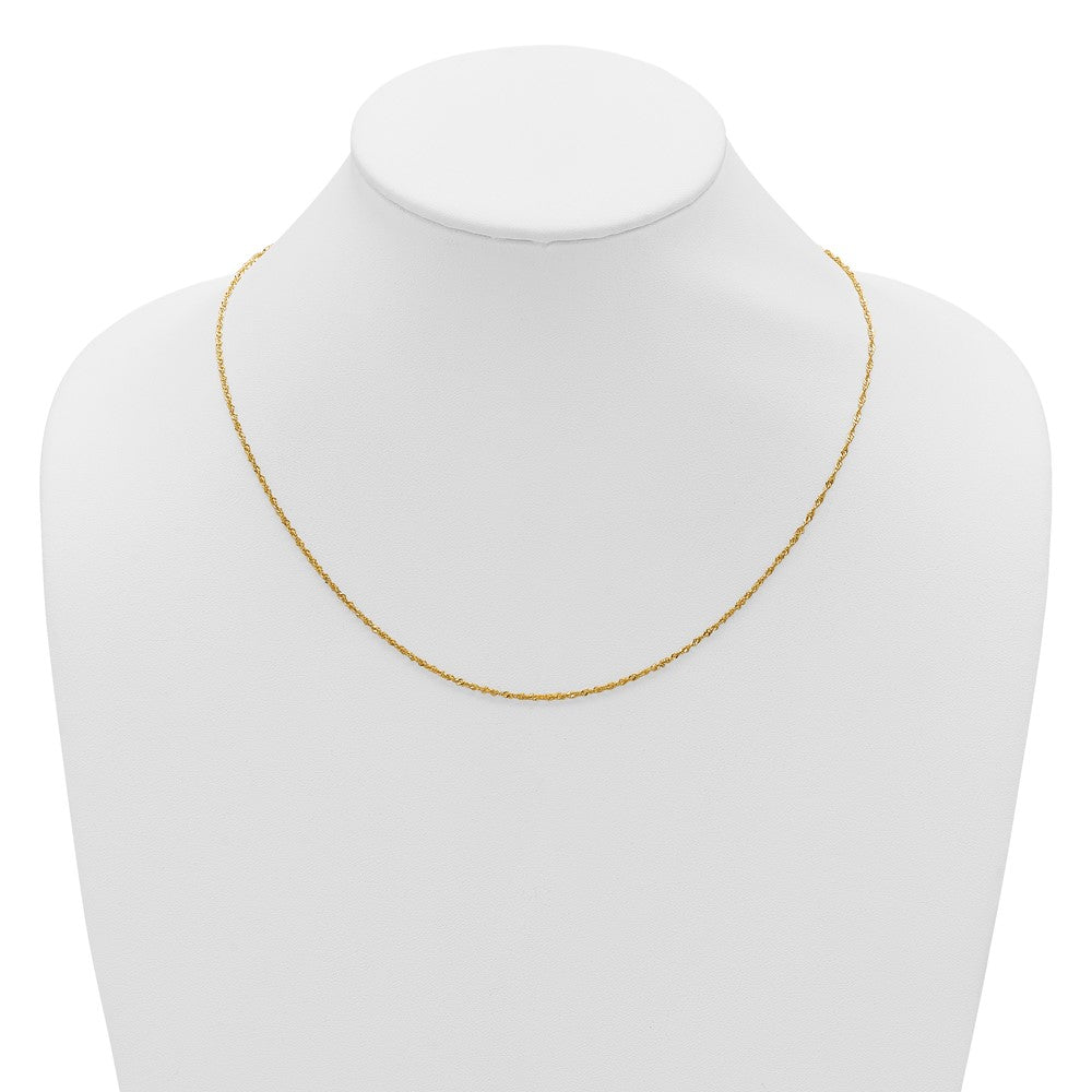22 Inch 10K Yellow Gold Adjustable 1.3mm Singapore Chain Necklace