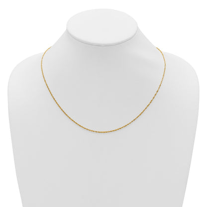 22 Inch 10K Yellow Gold Adjustable 1.3mm Singapore Chain Necklace
