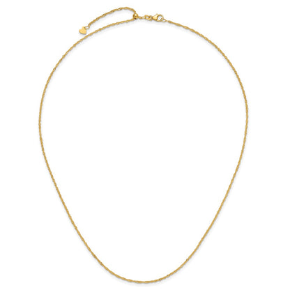 22 Inch 10K Yellow Gold Adjustable 1.3mm Singapore Chain Necklace