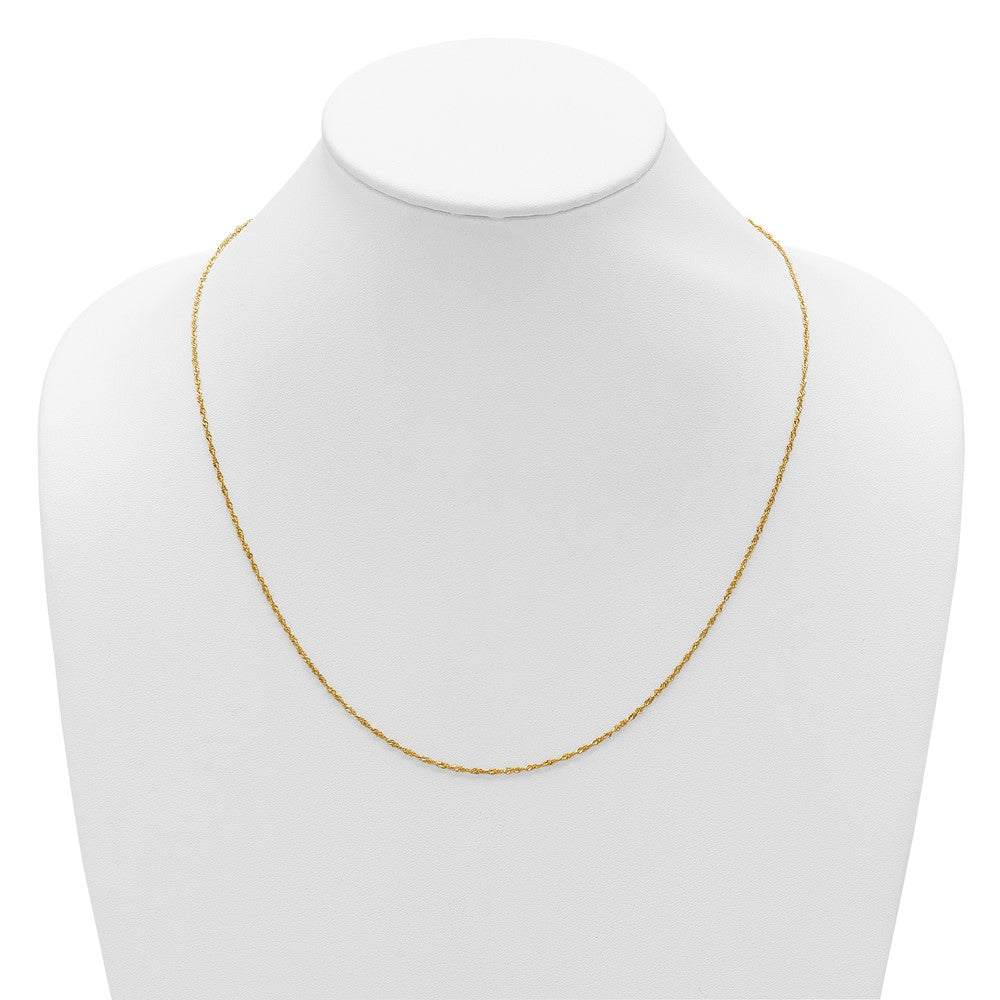 22 Inch 10K Yellow Gold Adjustable 1.3mm Singapore Chain Necklace
