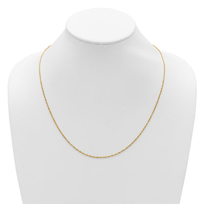 22 Inch 10K Yellow Gold Adjustable 1.3mm Singapore Chain Necklace