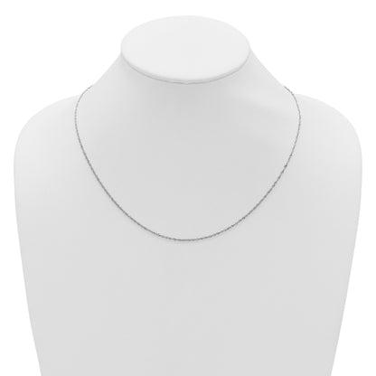 22 Inch 10K White Gold Adjustable 1.3mm Singapore Chain Necklace