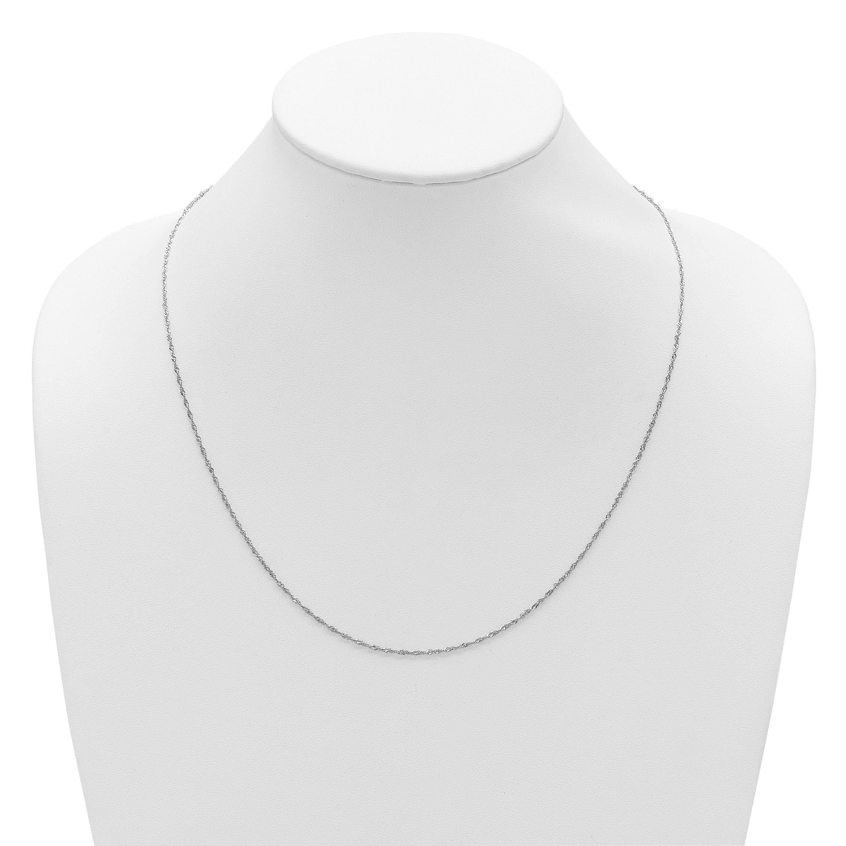 22 Inch 10K White Gold Adjustable 1.3mm Singapore Chain Necklace