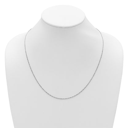 22 Inch 10K White Gold Adjustable 1.3mm Singapore Chain Necklace