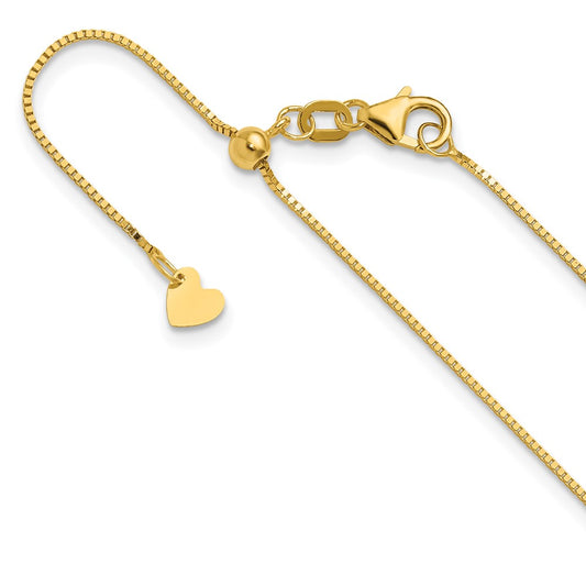 22 Inch 10K Yellow Gold Adjustable .7mm Box Chain Necklace