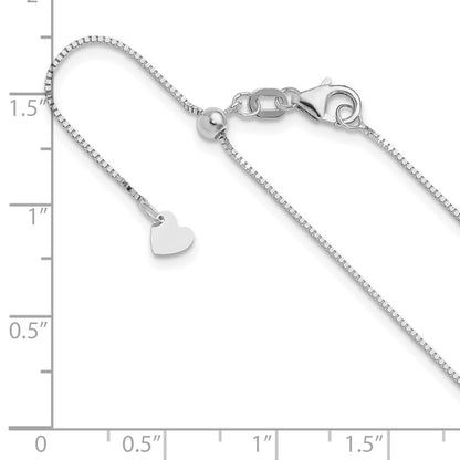 22 Inch 10K White Gold Adjustable .7mm Box Chain Necklace