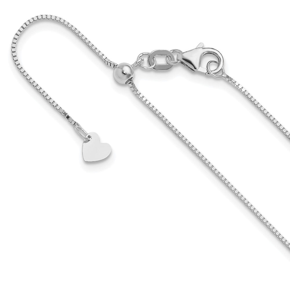 22 Inch 10K White Gold Adjustable .7mm Box Chain Necklace