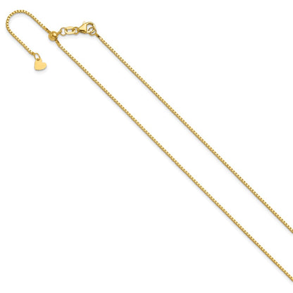 22 Inch 10K Yellow Gold Adjustable 1mm Box Chain Necklace