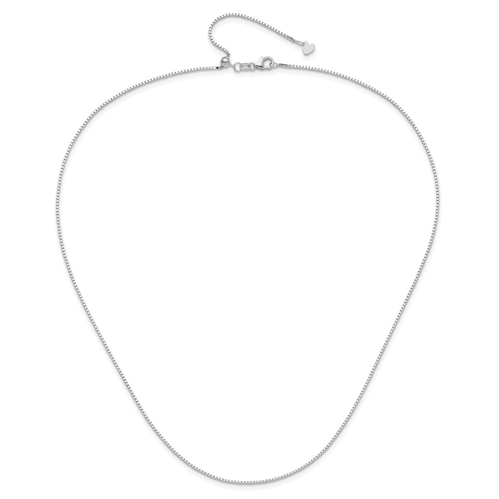 22 Inch 10K White Gold Adjustable 1mm Box Chain Necklace