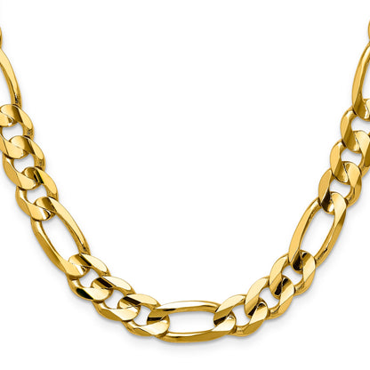 2 Inch 10K Yellow Gold 10.0mm Concave Figaro Chain Necklace
