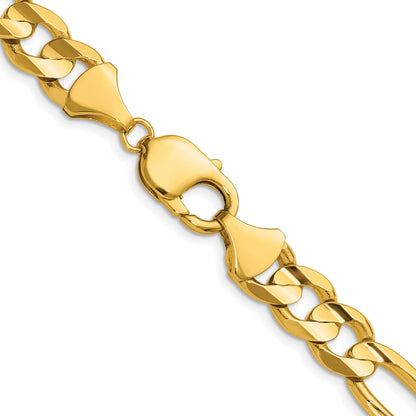 22 Inch 10K Yellow Gold 10.0mm Concave Figaro Chain Necklace