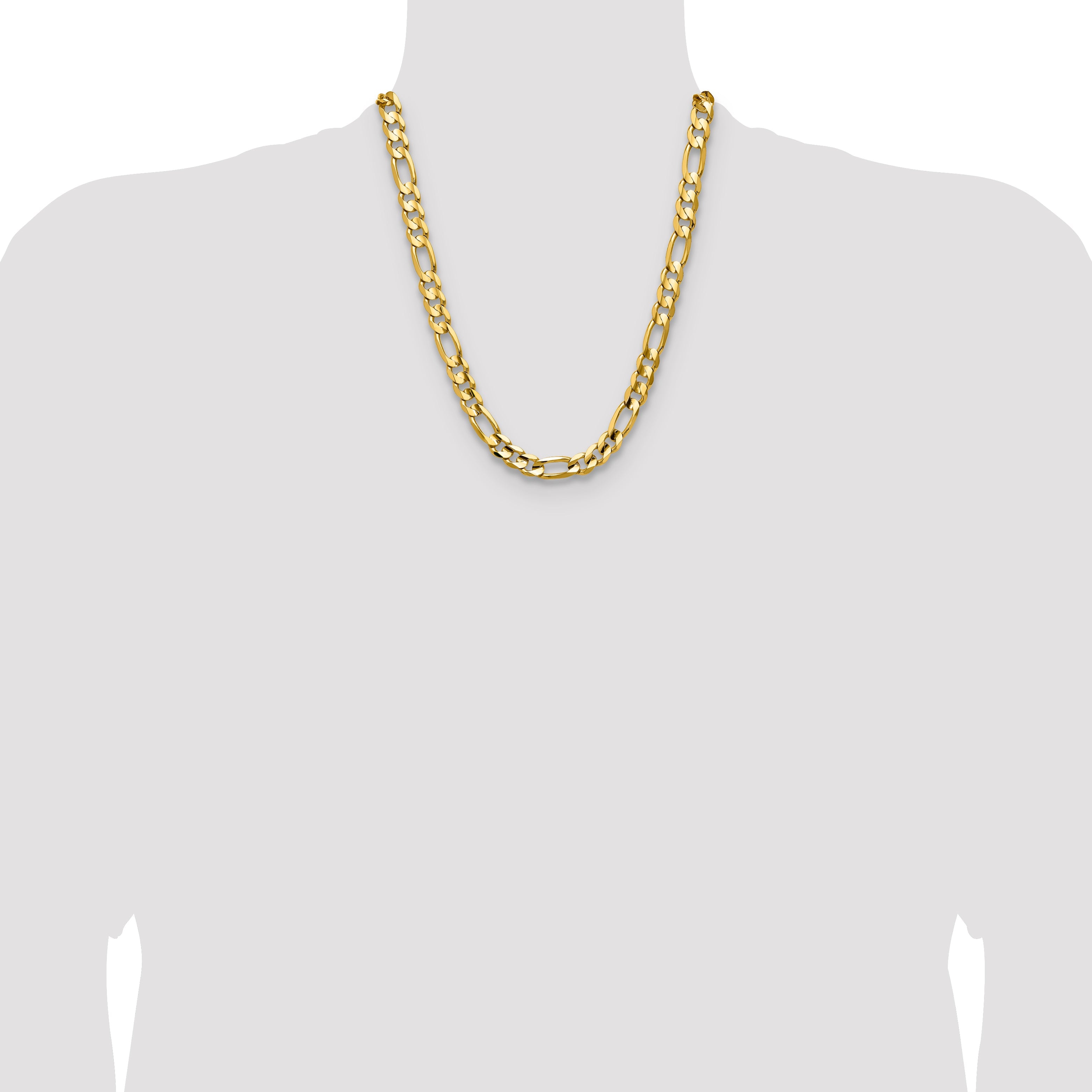 22 Inch 10K Yellow Gold 10.0mm Concave Figaro Chain Necklace