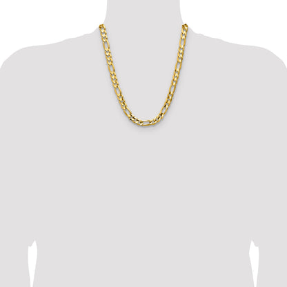 22 Inch 10K Yellow Gold 10.0mm Concave Figaro Chain Necklace