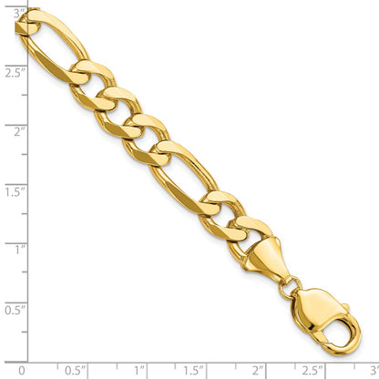 8 Inch 10K Yellow Gold 10.0mm Concave Figaro Chain Bracelet