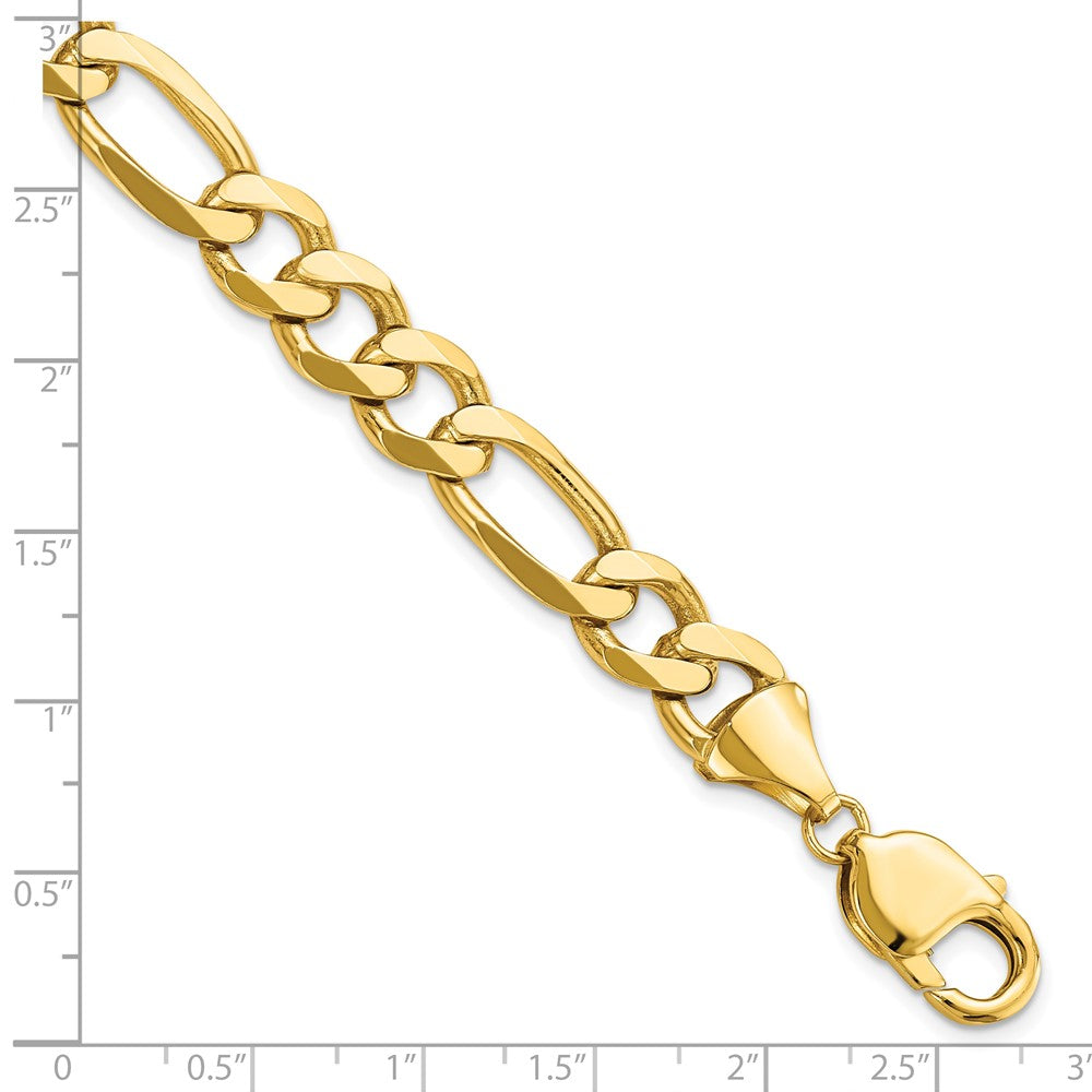 9 Inch 10K Yellow Gold 10.0mm Concave Figaro Chain Bracelet