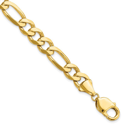 9 Inch 10K Yellow Gold 10.0mm Concave Figaro Chain Bracelet