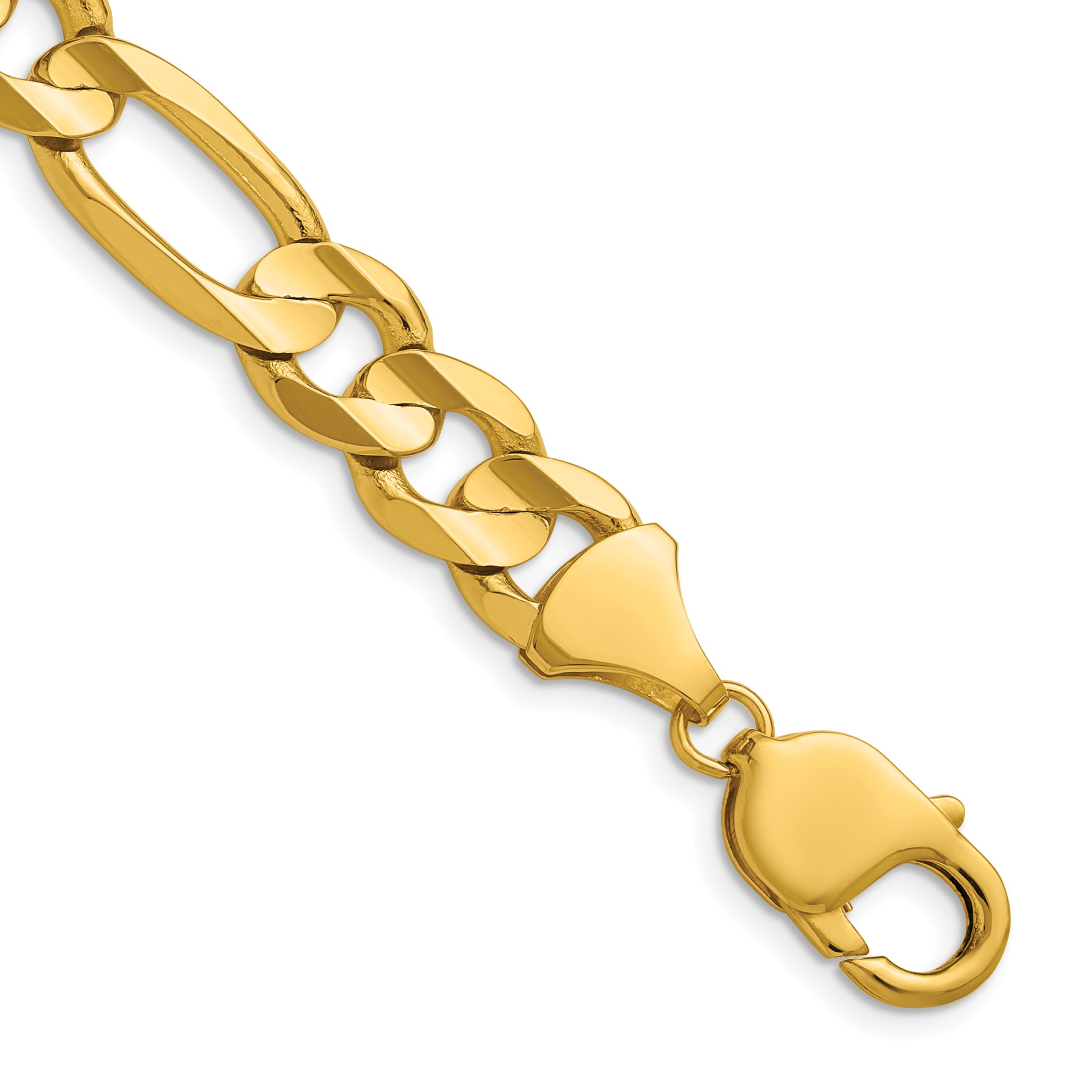 22 Inch 10K Yellow Gold 10.0mm Concave Figaro Chain Necklace