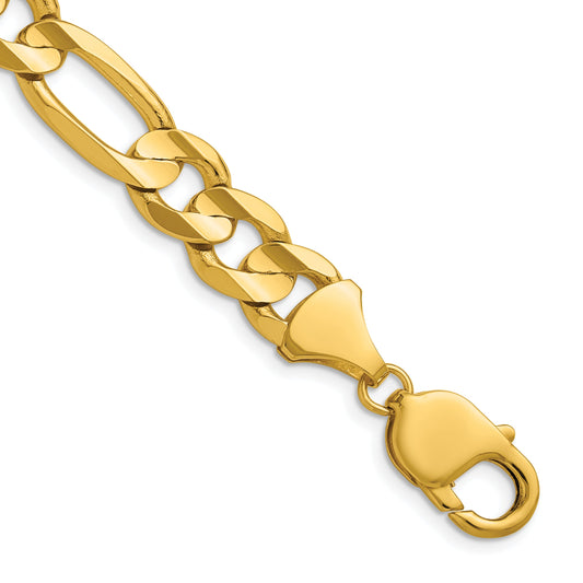 22 Inch 10K Yellow Gold 10.0mm Concave Figaro Chain Necklace