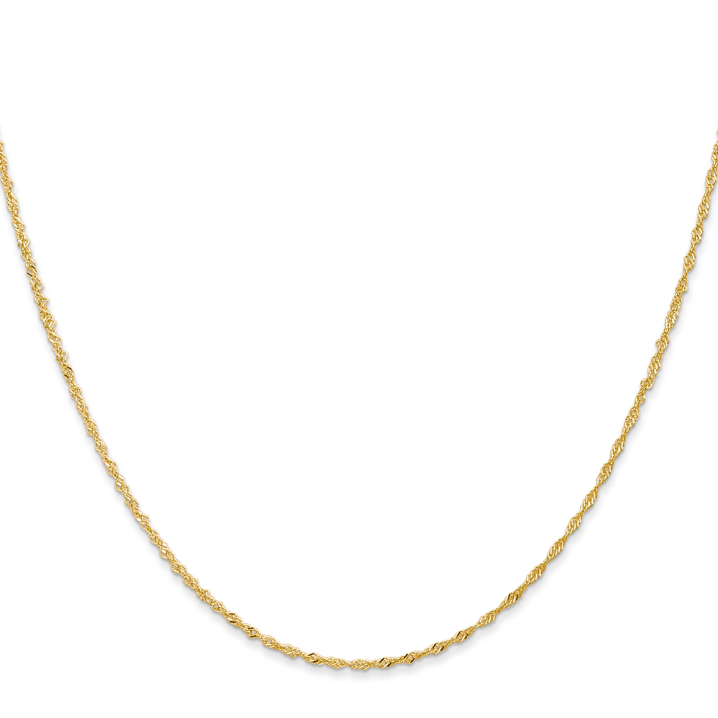 18 Inch 14K 1mm Singapore With Spring Ring Clasp Chain Necklace