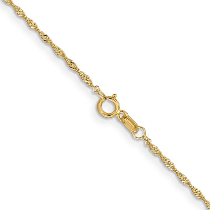 20 Inch 14K 1mm Singapore With Spring Ring Clasp Chain Necklace