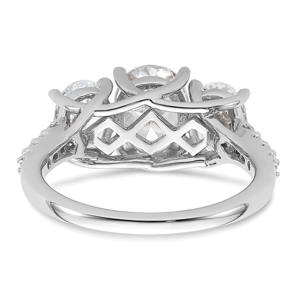 14K White Gold 2 3/4 carat Lab Grown Diamond VS+ F+ Oval Complete Three Stone Engagement Ring