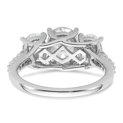 14K White Gold 2 3/4 carat Lab Grown Diamond VS+ F+ Oval Complete Three Stone Engagement Ring