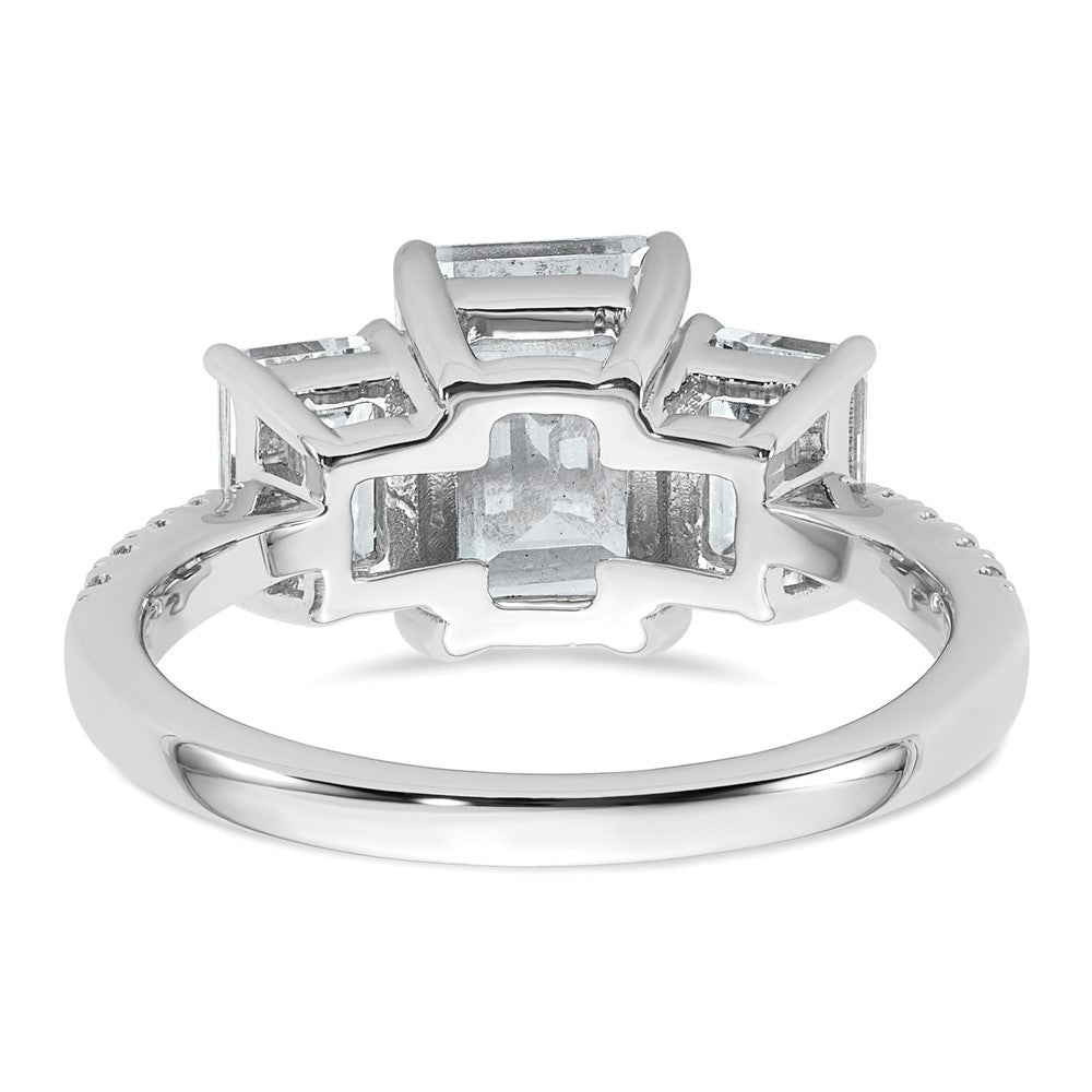 14K White Gold 3 3/8 carat Lab Grown Diamond VS/SI+ G+ Emerald Certified Complete 3-Stone Engagement Ring