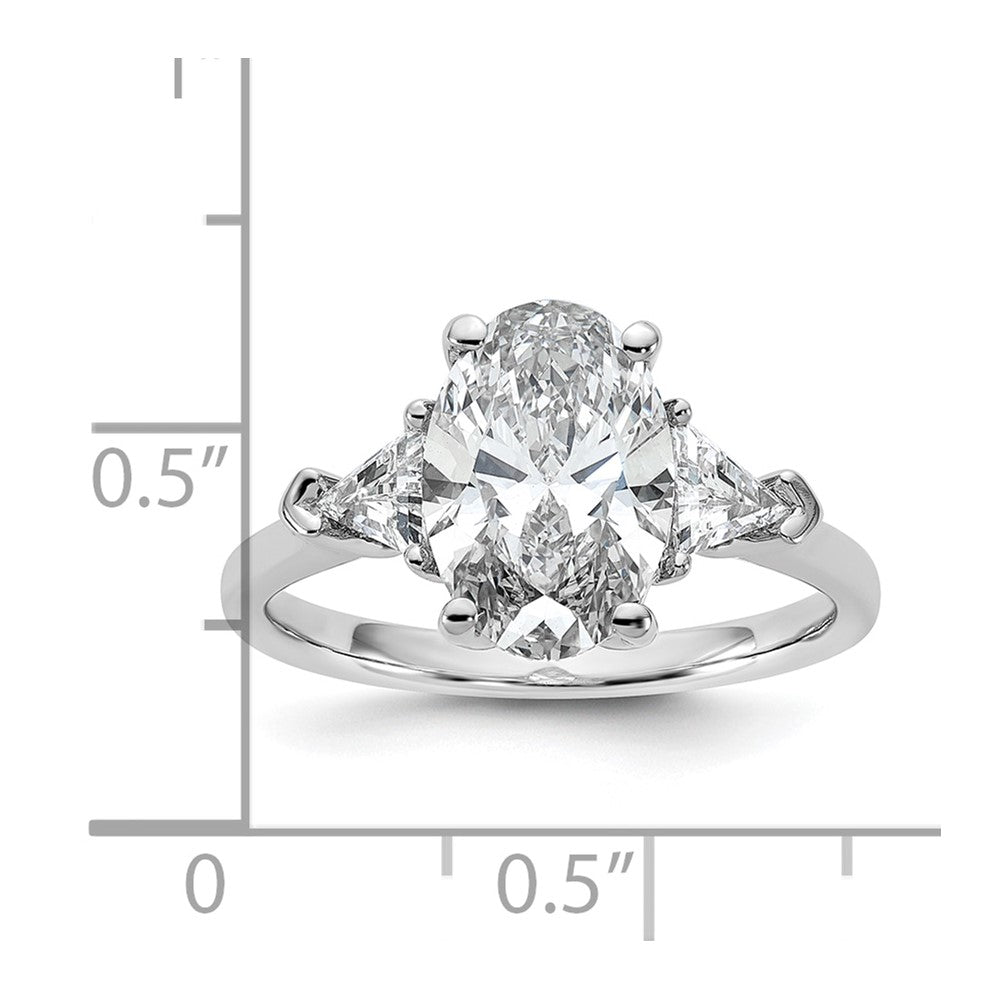 14K White Gold 3 1/8 carat Certified Lab Grown Diamond VS/SI+ G+ Complete Oval and Trillion Three Stone Engagement Ring