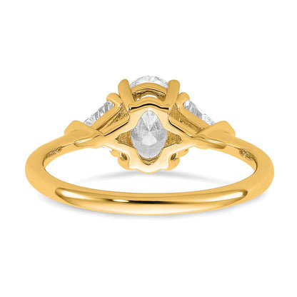 14K Yellow Gold 1 1/2 carat Certified Lab Grown Diamond VS/SI+ G+ Complete Oval and Trillion Three Stone Engagement Ring