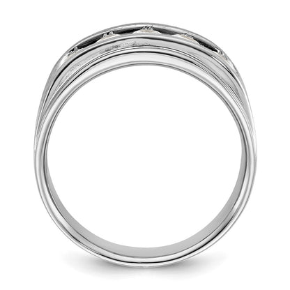 IBGoodman 14K White Gold 1 carat Lab Grown Diamond VS+ F+ Complete Polished and Brushed Five Stone Men's Wedding Band Ring