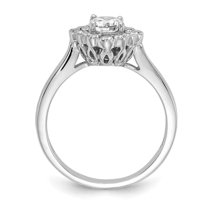 True Origin 14K White Gold 1/4 carat Lab Grown Diamond VS+ F+ Semi-Mount Round Halo Engagement Ring