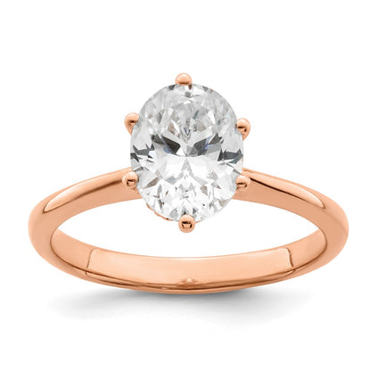 14K Rose Gold (Holds 1.5 carat (8x6mm) Oval) 6-Prong with .03 carat Diamond Leaf Design Semi-Mount Engagement Ring
