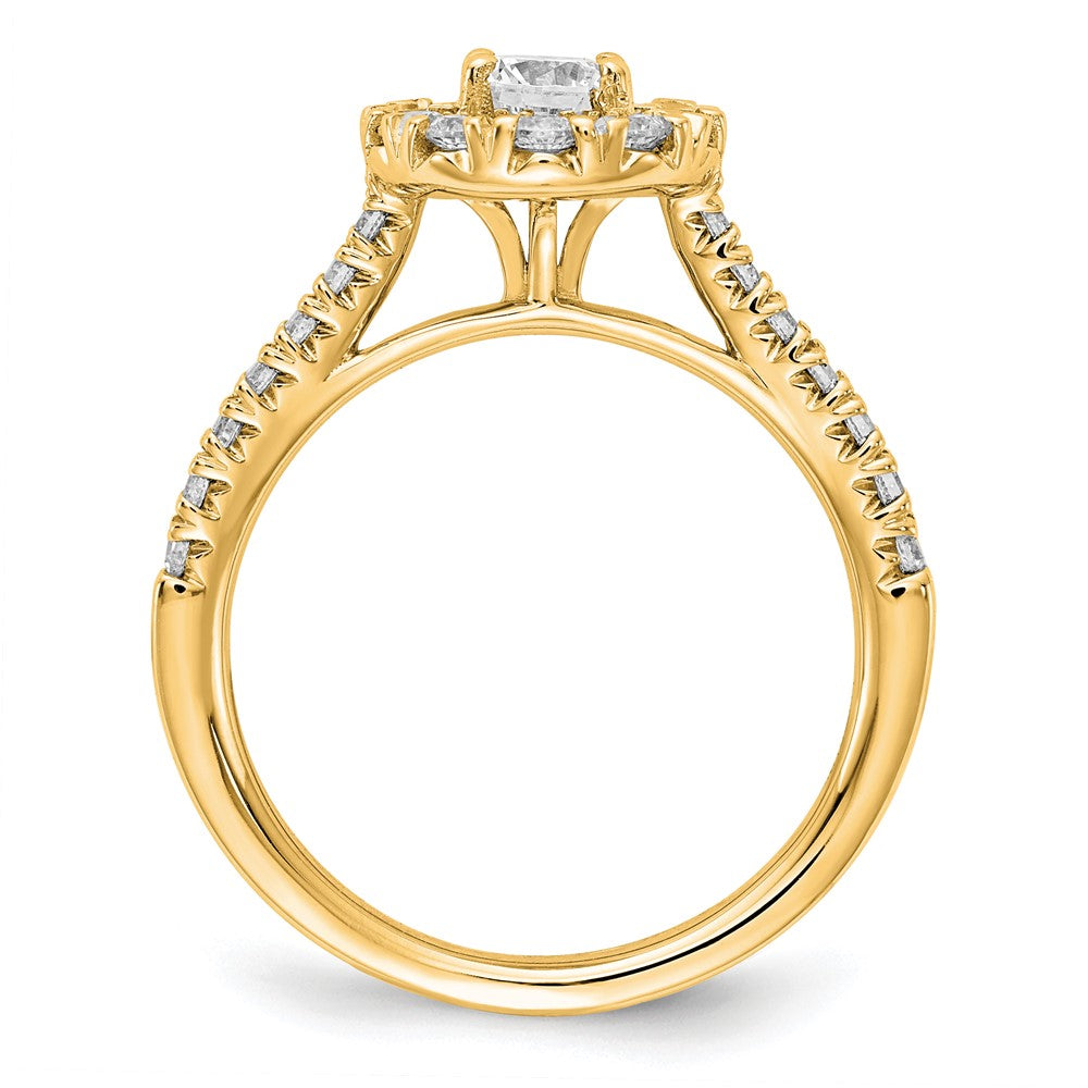 True Origin 14K Yellow Gold 1 carat Lab Grown Diamond VS+ F+ Complete Halo Engagement Ring