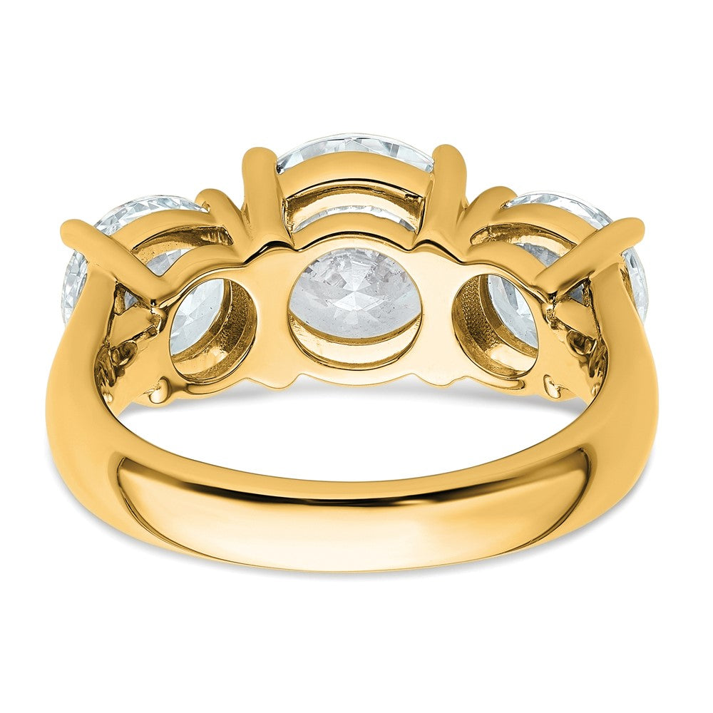 14K Yellow Gold 5 carat Lab Grown Diamond VS+ F+ Three Stone Complete Engagement Ring