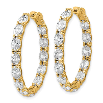 14K Yellow Gold 8 5/8 carat Lab Grown Diamond VS/SI+ G+ Oval and Round Complete In and Out Hoop Earrings