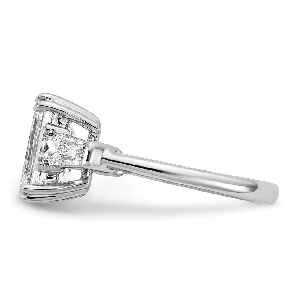 14K White Gold 3 3/4 carat Lab Grown Diamond VS+ F+ Complete Emerald and Tapered Baguette Engagement Ring