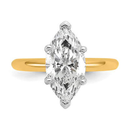 14K Two-Tone Gold Two-tone 3 carat Certified Lab Grown Diamond VS+ F+ Marquise Solitaire Complete Engagement Ring