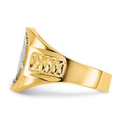14K Yellow Gold and Rhodium Men's Eagle Ring