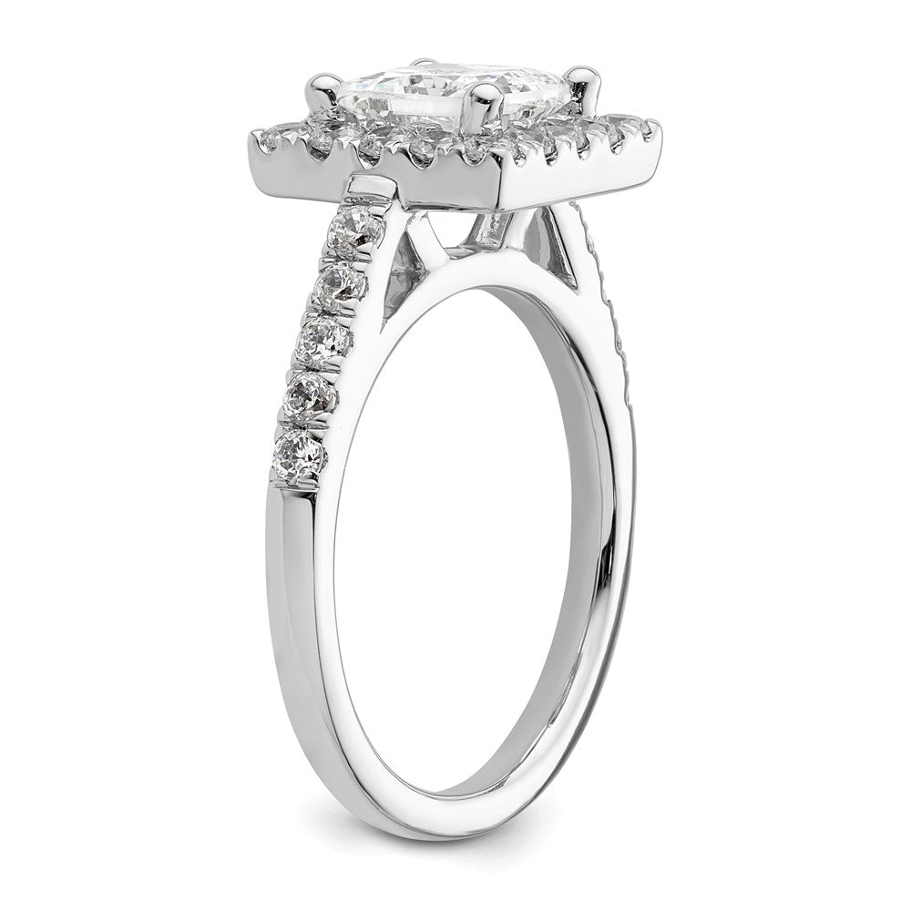 14K White Gold Halo Plus (Holds 1.5 carat (6.3mm) Princess Center) 3/4 carat Diamond Semi-Mount Engagement Ring