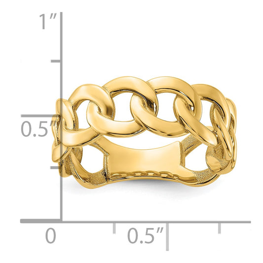 14K Yellow Gold Polished 8mm Men's Curb Link Ring